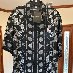 Men’s Versace silk twill Medusa head shirt size 58/4 XL made in Italy